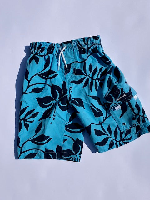 SnapperRock UV werende zwembroek voor kinderen - lichtblauw met donker blauwe bladeren