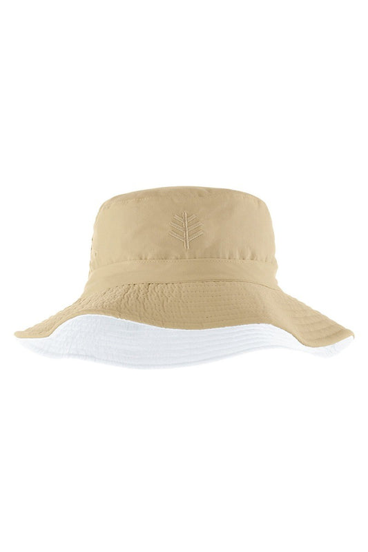 Coolibar - UV-bucket hat voor kinderen - Geelbruin / wit