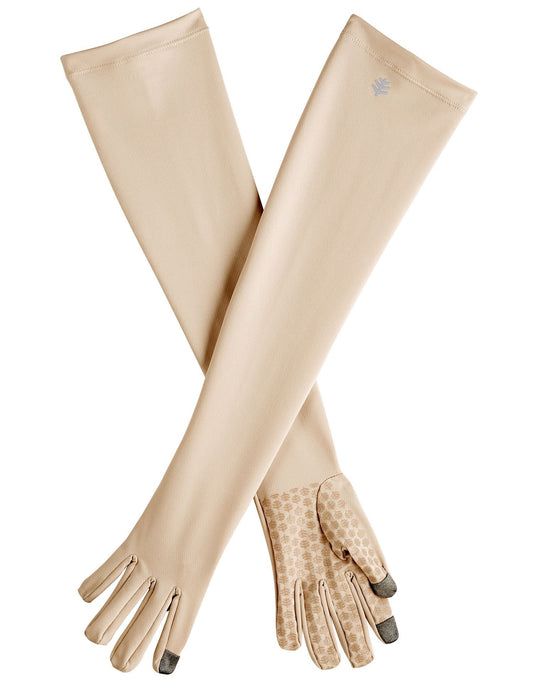 Coolibar - UV-werende handschoenen met lange mouw voor volwassenen - Culebra - Beige