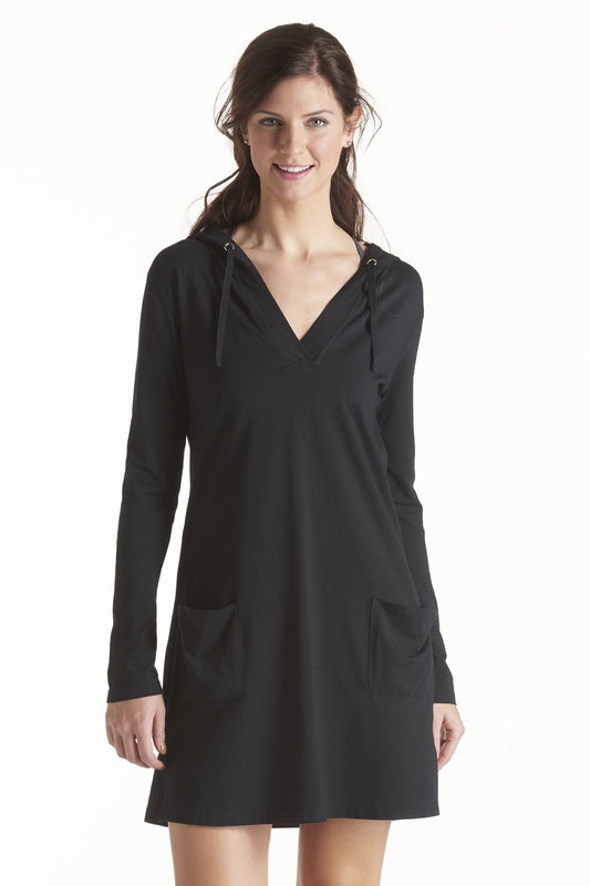Coolibar - UV-jurk voor dames met capuchon - Zwart