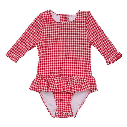 Snapper Rock - UV Zwempak voor baby's en meisjes - Lange mouw - Picnic Party - Rood