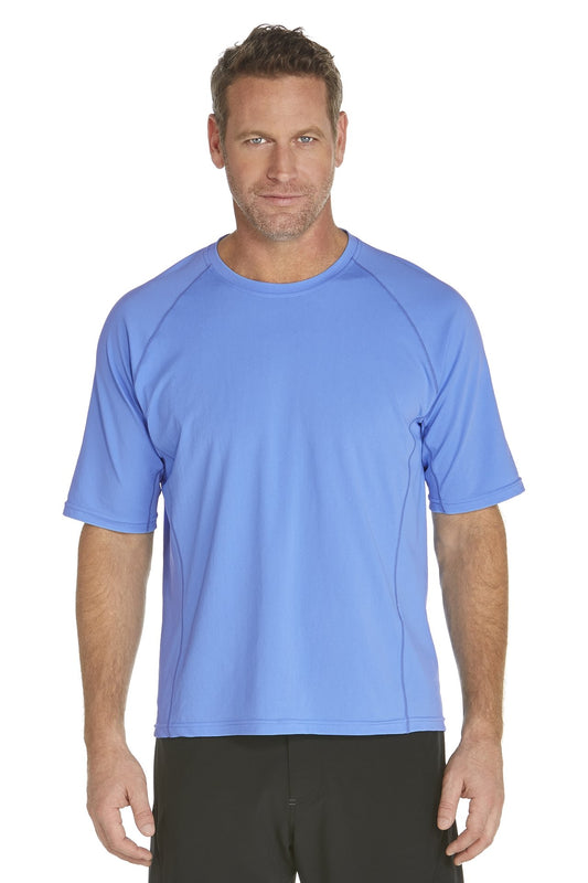 Coolibar - UV-beschermend zwemshirt korte mouwen heren - licht blauw