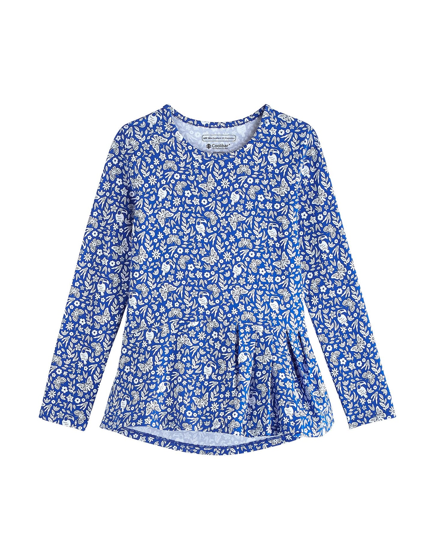 Coolibar - UV Shirt voor meisjes - Longsleeve - Aphelion Tee - True Blue Floral