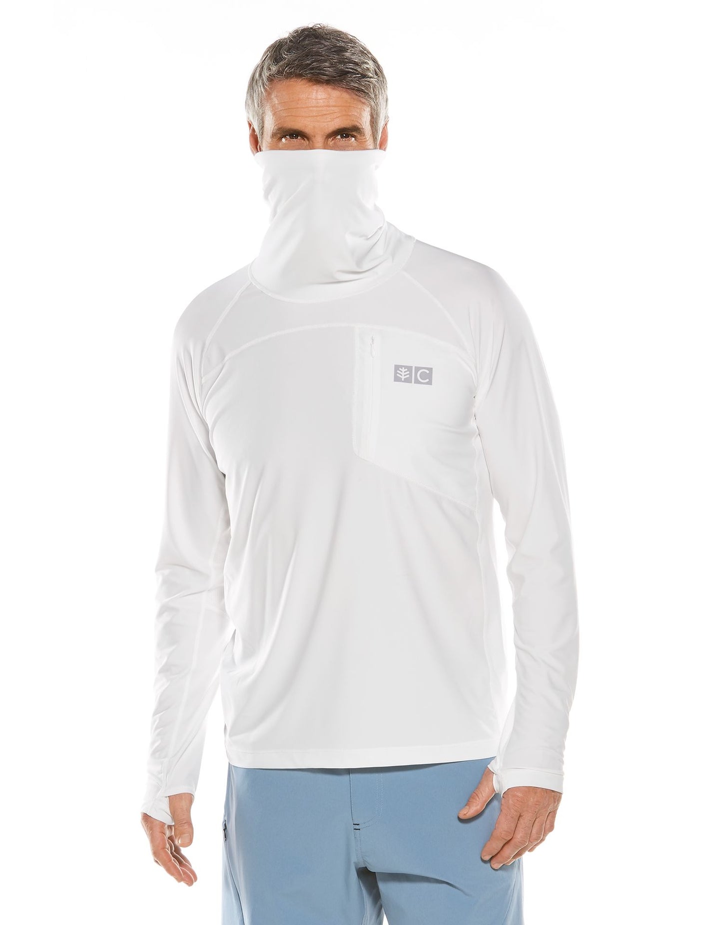 Coolibar - UV Zwemshirt met halsbescherming voor heren - Andros - Wit