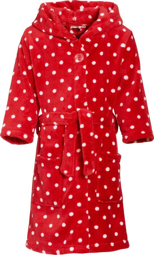 Playshoes - Fleece badjas met capuchon - Stippen rood