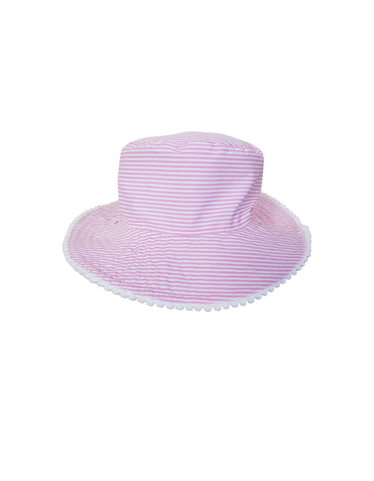 Snapper Rock - UV Bucket hat voor kinderen - Gestreept - Roze/Wit