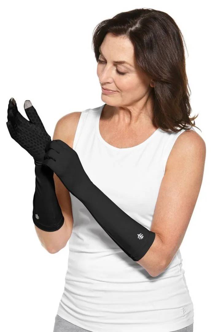 Coolibar - UV-werende handschoenen met mouw voor volwassenen - Bona - Zwart