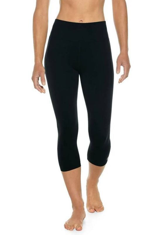 Coolibar - UV High-Rise Yoga Capri voor dames - Asana - Effen - Zwart