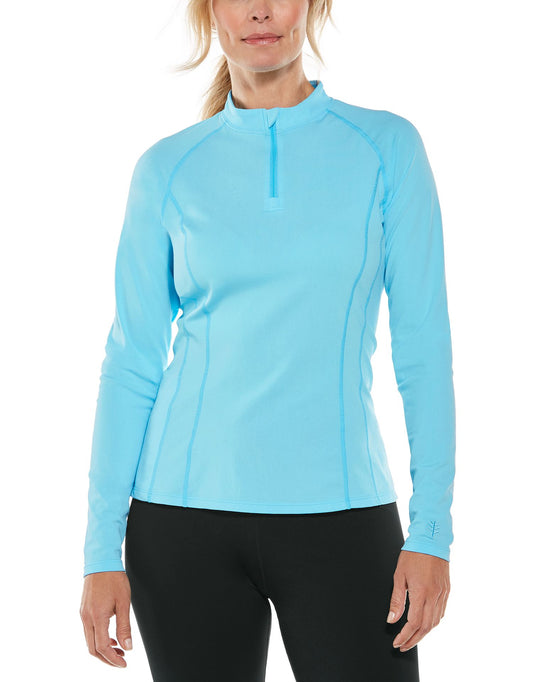 Coolibar - UV Zwemshirt voor dames - Longsleeve - Freestyle Rash - Ijsblauw