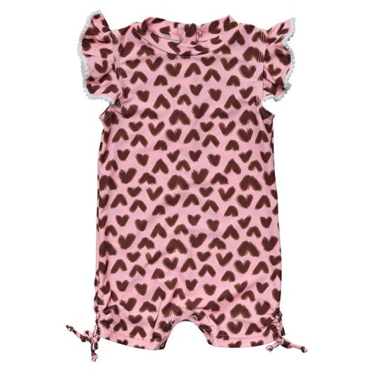 Snapper Rock - UV Zwempak voor baby's - Korte flutter mouw - Wild Love - Roze