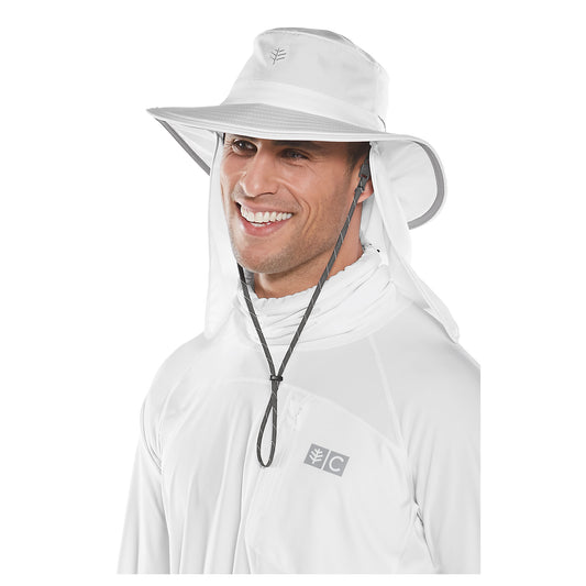 Coolibar - UV-hoed met nekflap voor volwassenen - wit