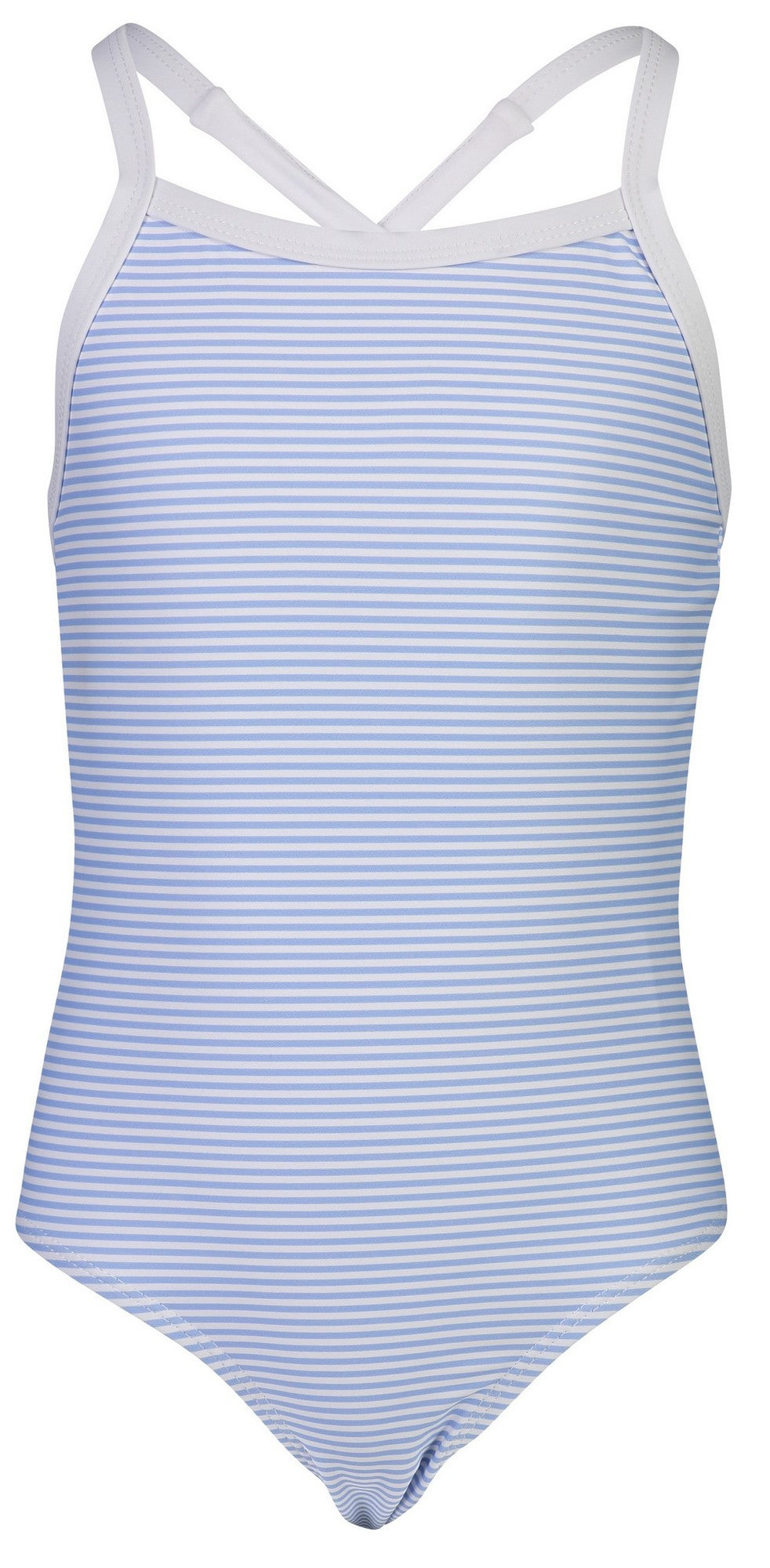 Snapper Rock - Badpak Back Tie voor meisjes - Stripe X - Blauw/Wit