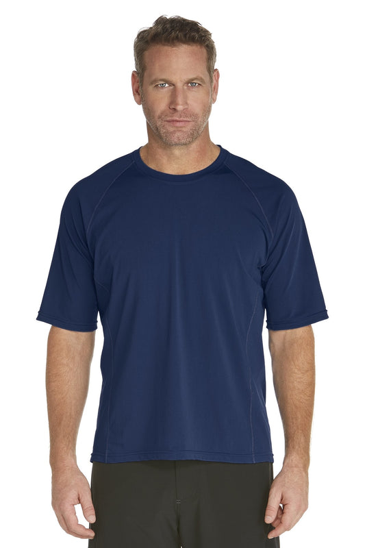Coolibar - UV-beschermend zwemshirt korte mouwen heren - donkerblauw