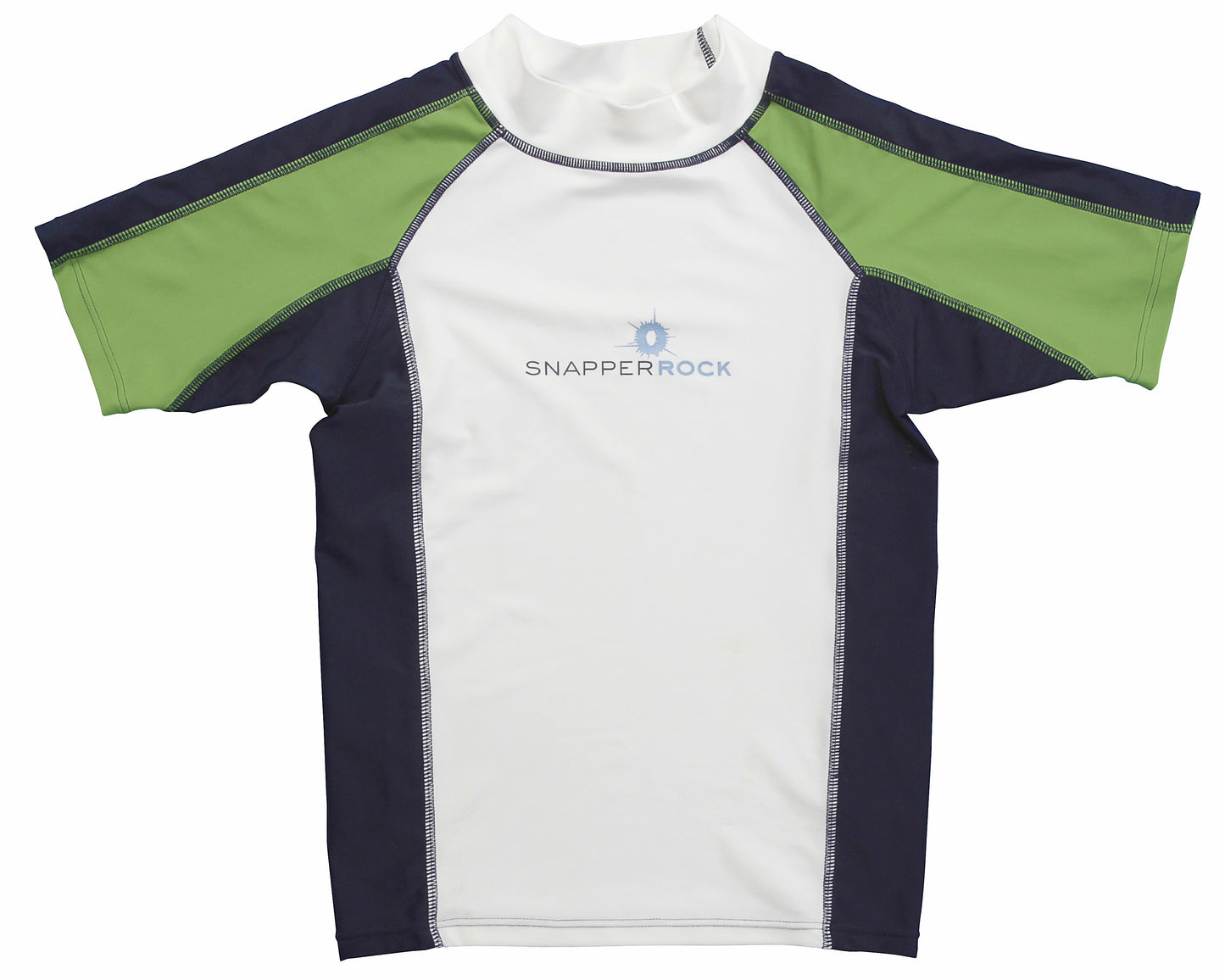 SnapperRock UV werend zwemshirt met korte mouwen voor kinderen - groen blauw wit