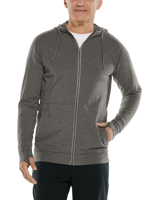 Coolibar - UV-werende full zip hoodie voor heren - LumaLeo Zip-Up - Houtskool