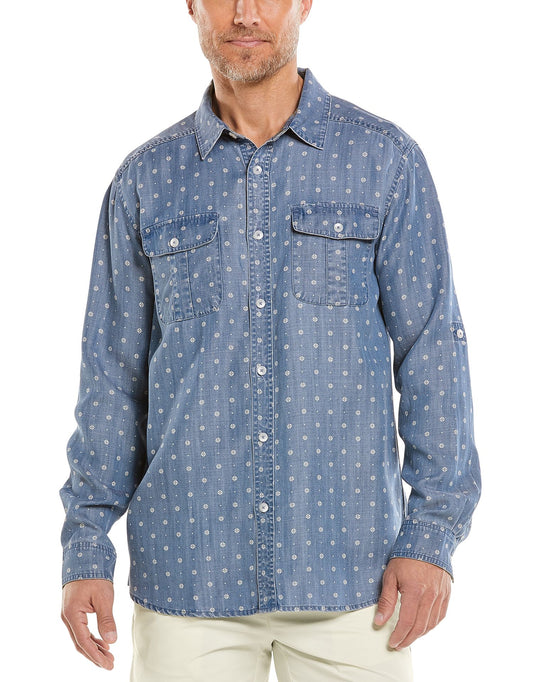 Coolibar - UV Overhemd voor heren - Carson Chambray - Indigoblauw