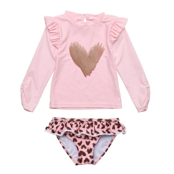 Snapper Rock - UV Zwemset voor baby's en kinderen - Lange mouw - Wild Love - Roze