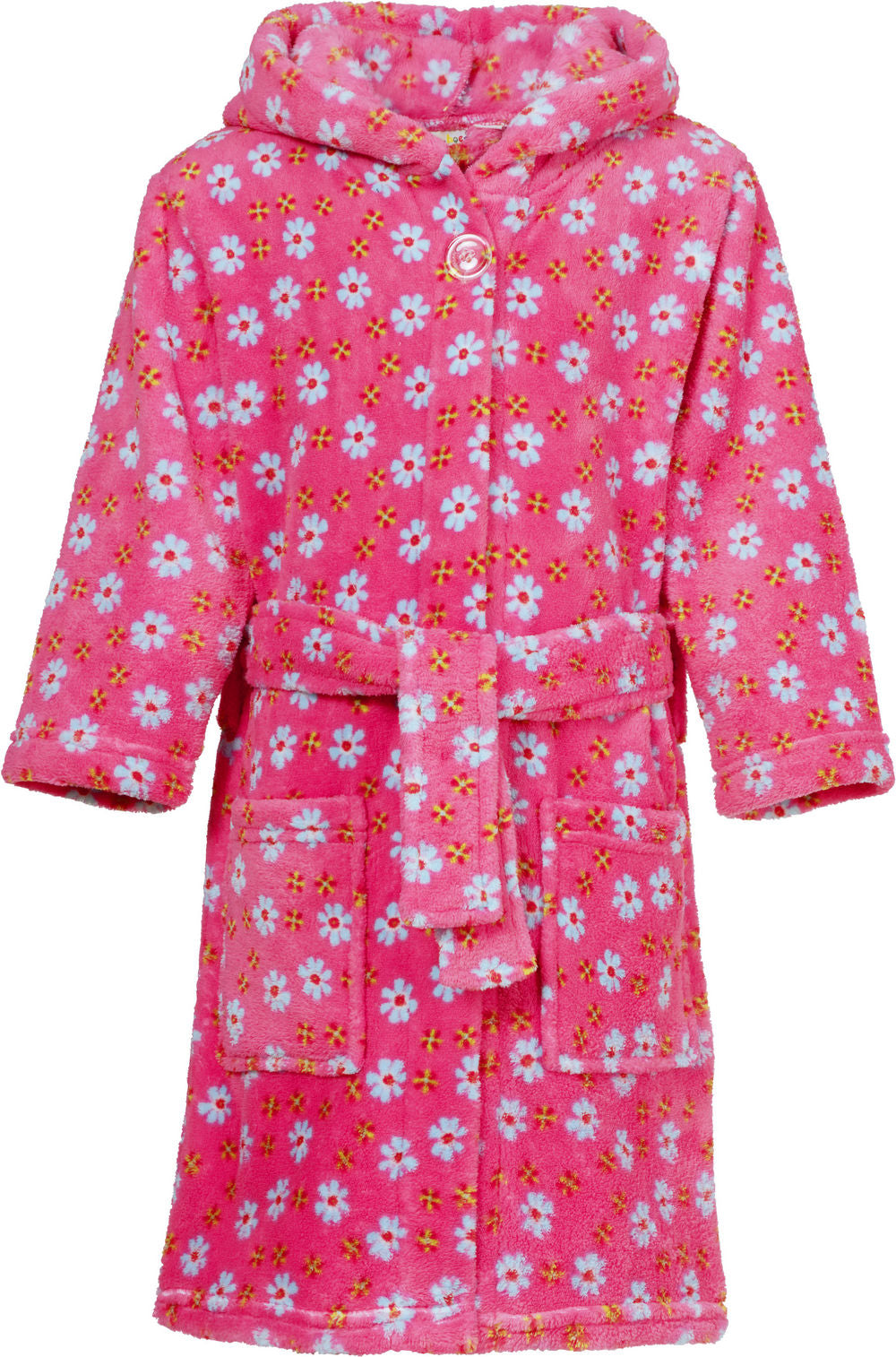 Playshoes - Fleece badjas met capuchon - Bloemen roze