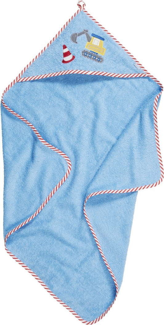 Playshoes - Badhanddoek met capuchon voor baby's - Bouwplaats - Lichtblauw
