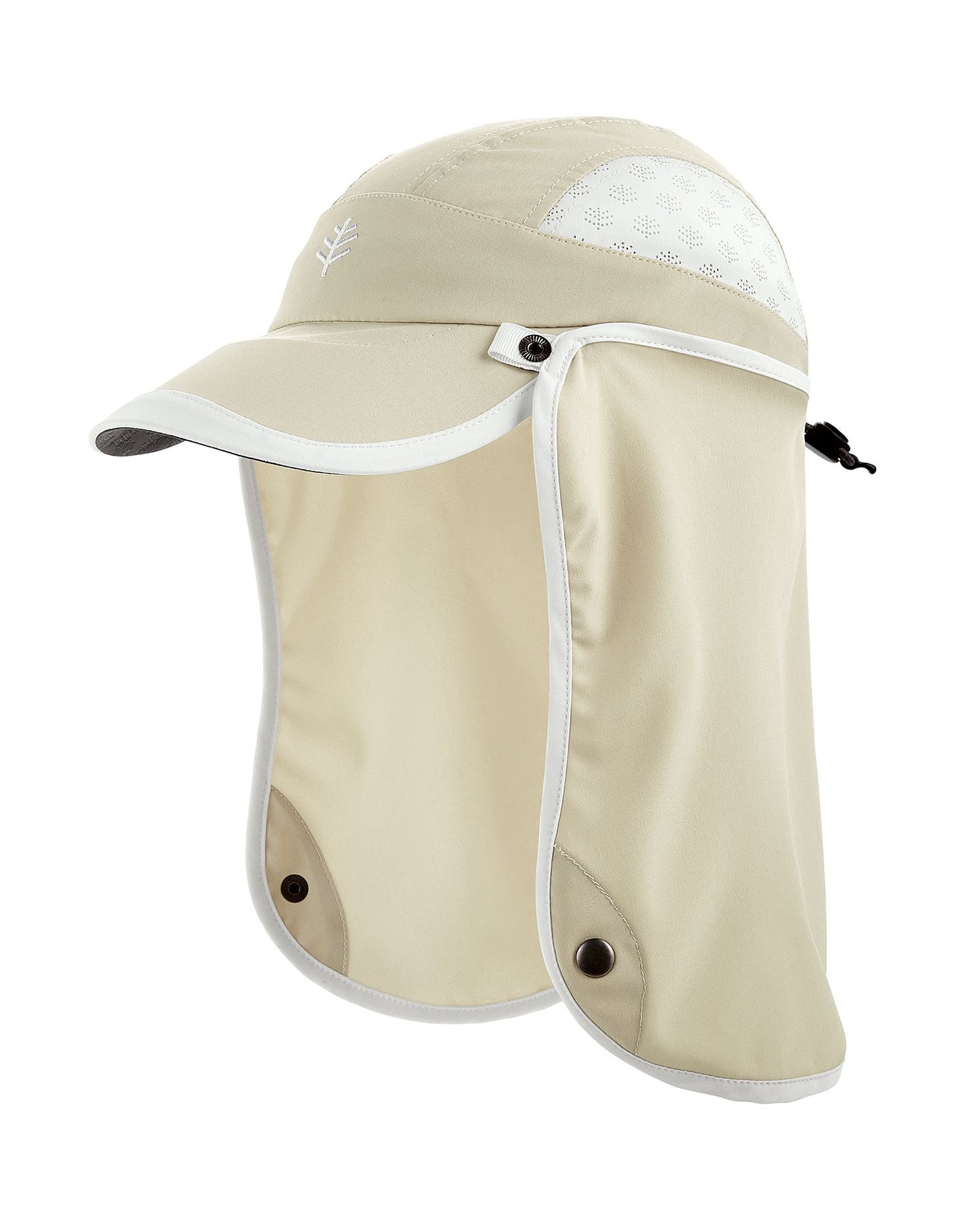 Coolibar - UV Sportcap met nekbescherming voor kinderen - Agility - Steen/Wit