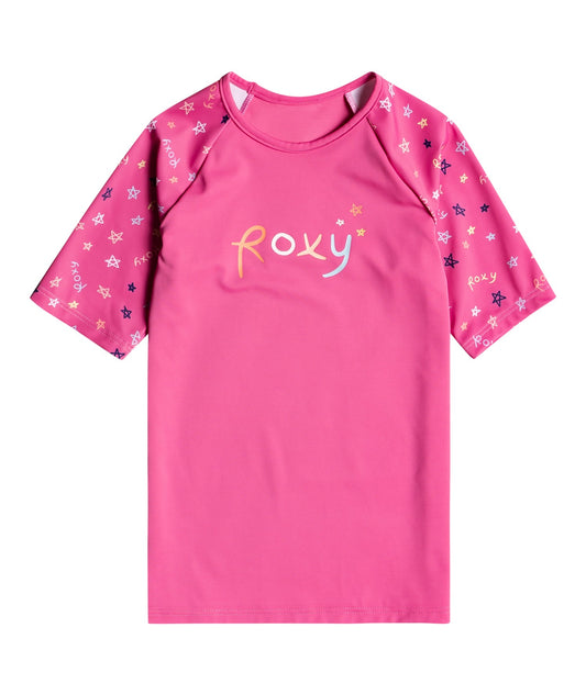 Roxy - UV Rashguard voor meisjes - Tiny Stars - Korte mouw - Pink Guava Star Dance
