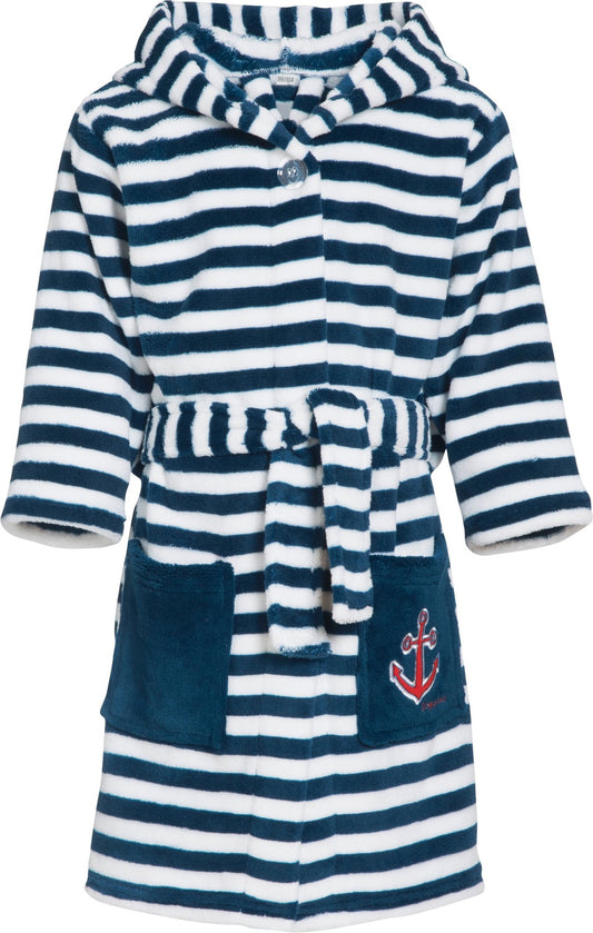 Playshoes - Fleecebadjas voor kinderen - Maritiem - Navy-blauw / wit