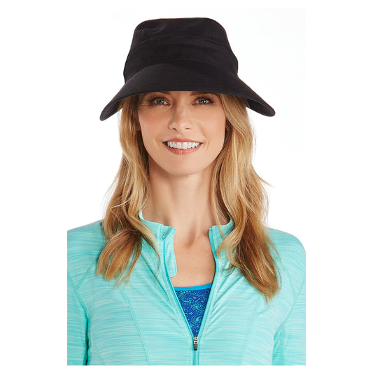 Coolibar - Afritsbare UV-zonneklep voor dames - Zwart