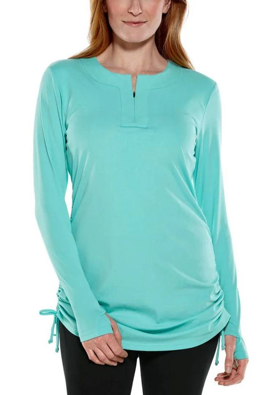 Coolibar - UV-zwemshirt voor dames - Hokulani Ruche - Effen - Tropical Mint