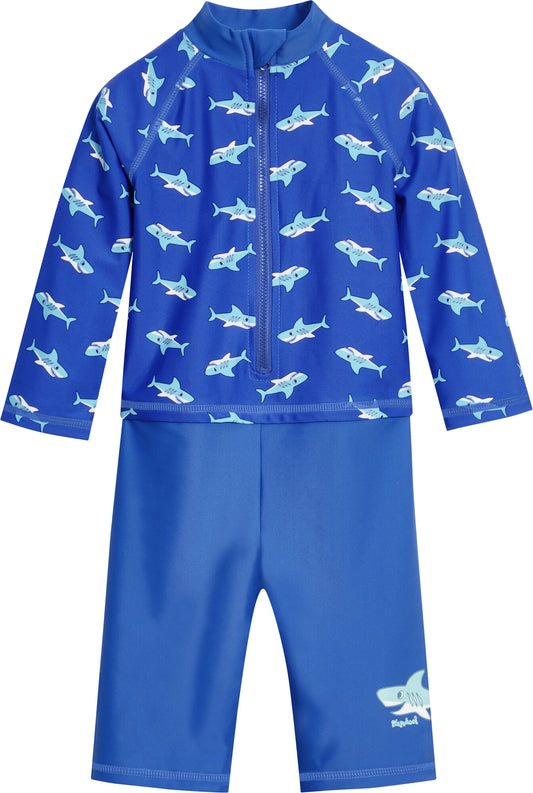 Playshoes - UV-zwempak voor jongens - longsleeve - Haaien - Blauw
