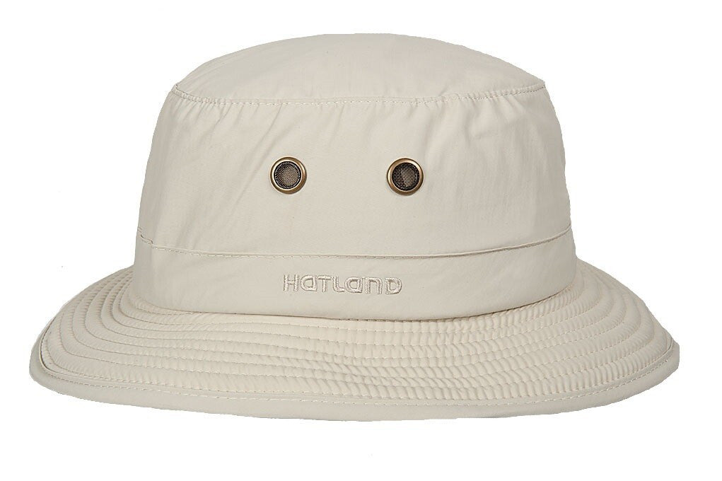Hatland - Verkoelende UV Bucket hoed voor heren - Lykens Cooldown - Gebroken wit