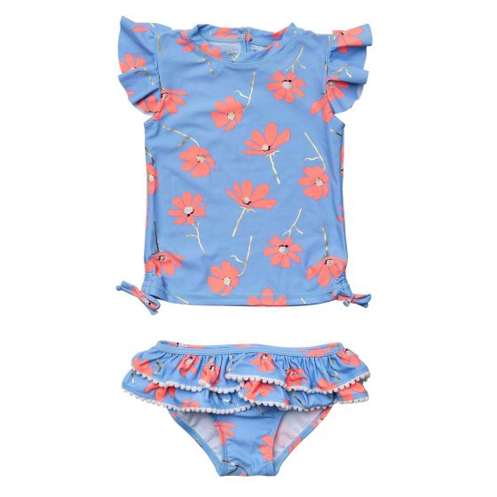 Snapper Rock - UV Zwemset voor baby's en kinderen - Korte mouw - Beach Bloom - Blauw/Roze