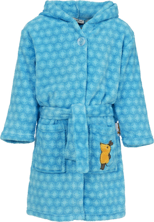 Playshoes - Fleece badjas met capuchon - 'de muis' - blauw