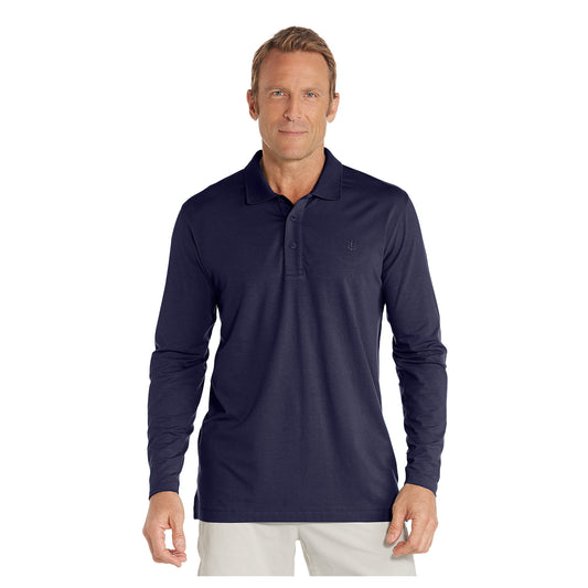 Coolibar - UV-Poloshirt voor heren lange mouwen - Navy blauw