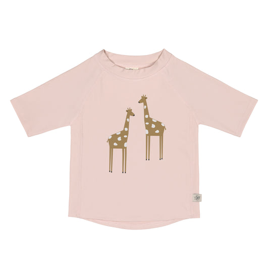 Lässig - UV-Shirt met korte mouwen voor kinderen - Giraffe - Poederroze