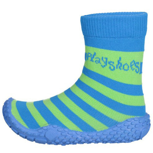 Playshoes - Watersokken met strepen voor kinderen - Blauw/Groen