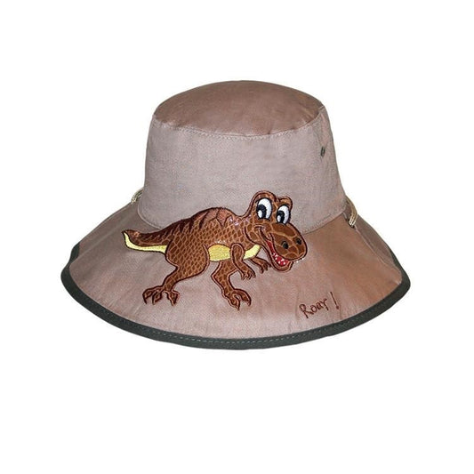 Rigon - UV Bucket hat voor kinderen - Khaki dino